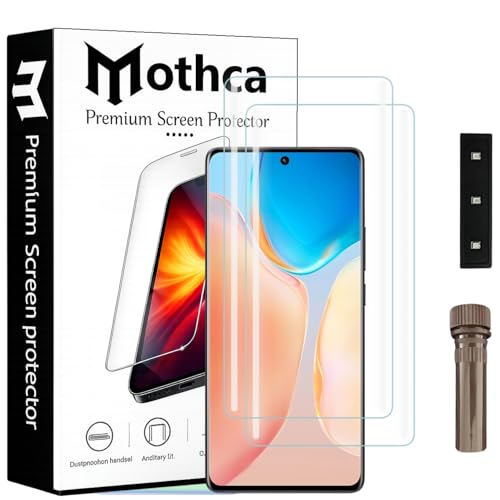 Image of Mothca Curved UV Tempered Glass Screen Protector for Vivo X70 Pro | Transparent | Pack of 2 | Borderless Full Screen Coverage with UV Installation Kit