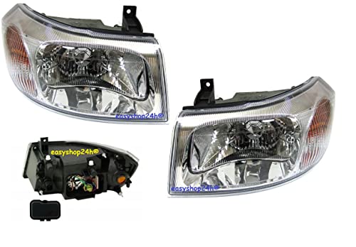 EASYSHOP24H Set Fari Anteriori Transit 2000-2006 H4 con Parabola Cromata