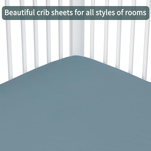 Baby Crib Sheets for Boys Girls, 2 Pack Fitted Crib Sheet for Standard Crib and Toddler Mattress, Soft Microfiber Baby Sheet 52x28x8in. (Clouds & Dark Green)