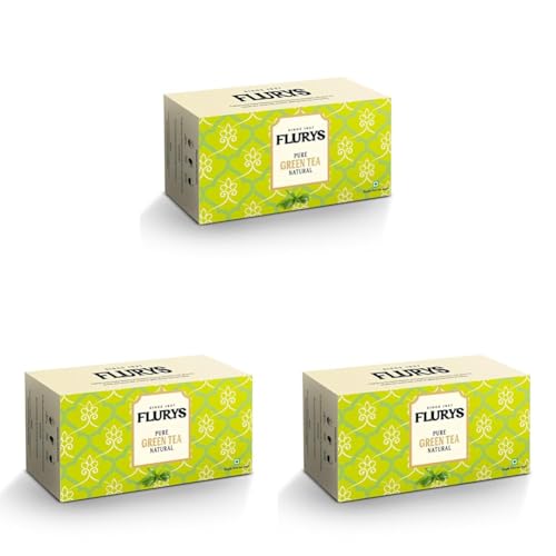 Image of Flurys Pure Green Tea - 100 Teabags Envelope Pack I Premium Green Tea | Detox & Antioxidant Support (Pack of 3)