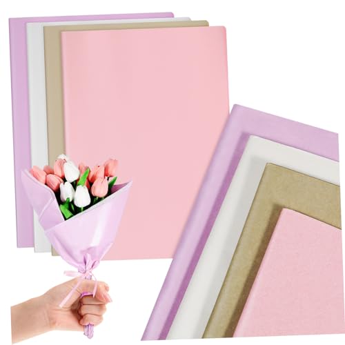 KOCKSHION 80シーツ枚 包装用薄葉紙 入り 珠光白 桜ピンク カーキ 風鈴紫 色豊富 おしゃれなラッピングペーパー 大きさ十 包装 花束用 クリスマスや誕生日にも