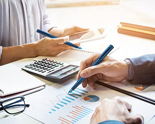 Image of Asvine Dark Blue Fude Pen, Bent Nib Calligraphy Fountain Pen (Fine to Broad) with Converter and Metal Pen Case Set