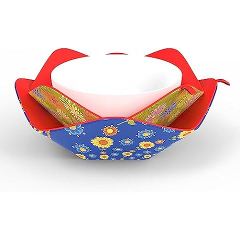 Mepple Microwave Bowl Cozy, Hot Soup Bowl Holders, Multipurpose Potholders for Hot & Cold Foods, Bowl-shaped Containers, Essential Kitchen Utensils Gadgets, Set of 2, Green and Blue Cover