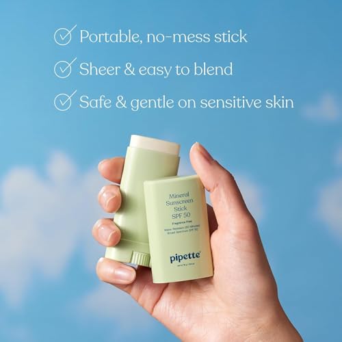 Image of Pipette Baby Mineral Sunscreen Stick SPF 50, 0.6 oz (Pack of 2) | Water-resistant Non-nano Zinc Oxide Mineral Sunscreen, UVB /UVA Sunblock for Kids & Sensitive Skin, Travel Size Sun Protection