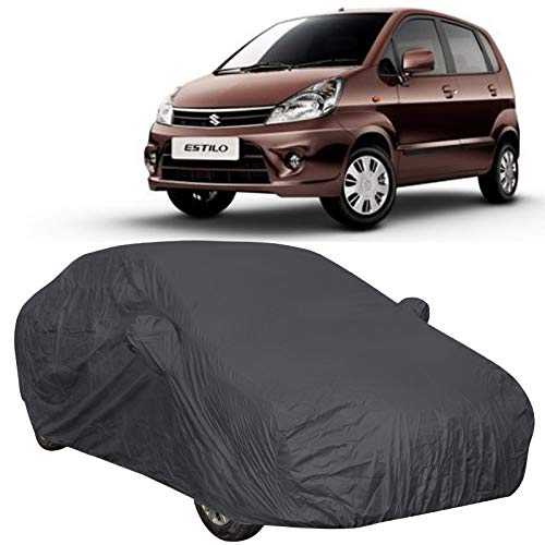 Image of 190 Taffeta Water Resistant Car Body Cover Compatible with Maruti Zen Estilo with Mirror Pockets (Grey /Navy Blue)
