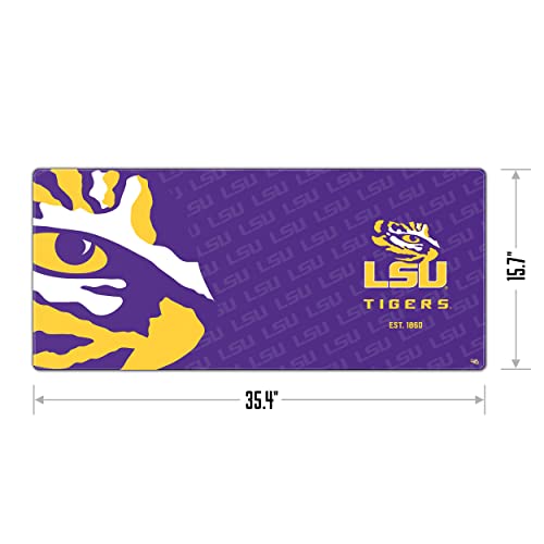 Image of YouTheFan NCAA LSU Tigers Logo Series Desk Pad | Water And Stain Resistant, Heavy-Duty Non-Slip Rubber Backing, Stitched Edge, Fits Under Mouse, Computer And Keyboard
