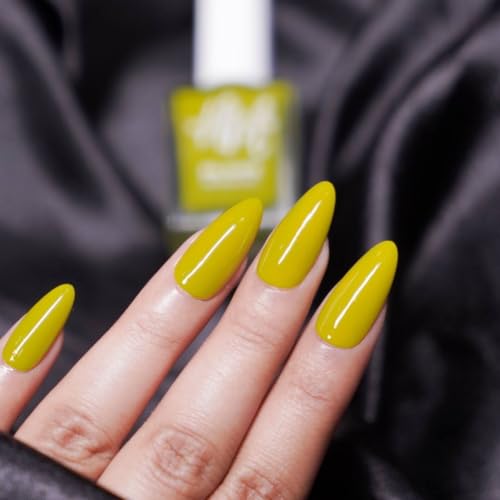 Image of Nails & More Neon Green Nail Polish, Argan Oil-Infused Gel Shine, Vibrant Yellow-Green Nails, Unique Shade | 10ml