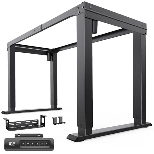 HUANUO Estructura de escritorio de altura ajustable de 4 patas, motor dual escritorio de altura ajustable para casa y oficina, patas de mesa de altura regulable con acero resistente, controlador de