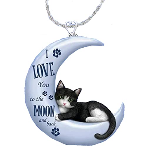 Jude Jewelers Acryic Resin Plastic Moon Cat Style Holiday Cocktail Party Birthday Pendant Necklace