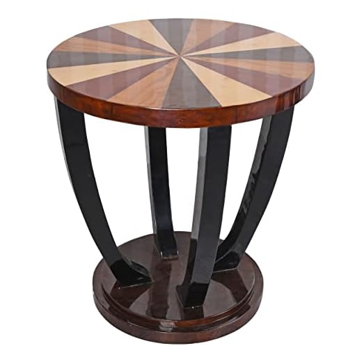 Sidobord Art Deco träbord runt bord intarsia vardagsrumsbord antik soffbord cat030 Palazzo exklusiv