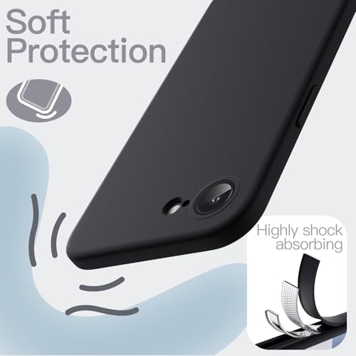 Image of JETech Liquid Silicone Cover Case for iPhone 17e (2026) / iPhone 16e, Silky Soft Touch Full-Body Protective Phone Case, Anti-Scratch Shockproof Cover with Microfiber Lining (Black)