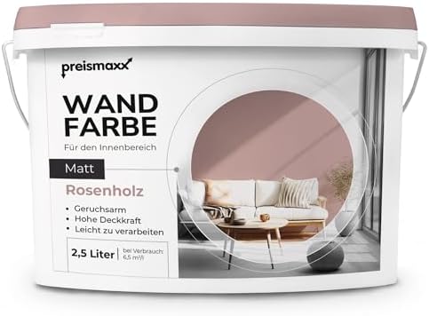 Preismaxx Profiweiß Wandfarbe rot 2,5L, hohe Deckkraft, Dispersio...