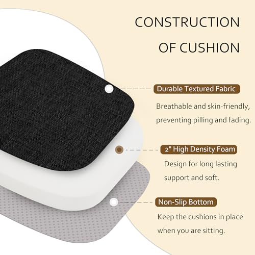 ELFJOY Non-Slip Chair Cushions for Dining Chairs Black 16.7"x16" by ELFJOY - Used condition - Image 7