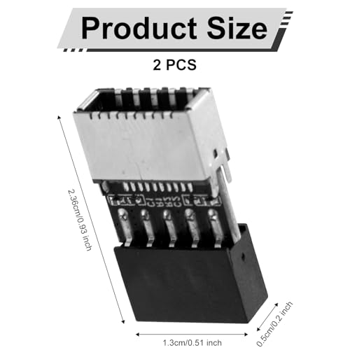 Adaptadores USB 3.2 Gen 1 Header 9Pin a Tipo-E/USB C, 2 pcs miniatura 2
