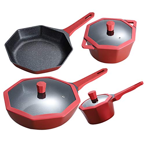 Maifanshi Olla antiadherente Wok sin humo, sartén de inducción de gas, utensilios de cocina de uso general, juego de ollas y sartenes (color: estilo 3)