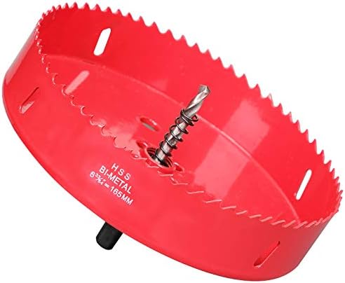 Hole Saw 165 mm, 30 mm Bi-Metal Cutting Depth HSS M 42 Hole Cutter for Cutting Wood, Plastic, Drywall, Plasterboard and Soft Metal Sheet