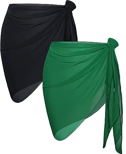 Image of CHICGAL 2 Pieces Women Beach Sarong Bathing Suit Wrap Skirt Sheer Bikini Swimsuit Cover Ups for Swimwear