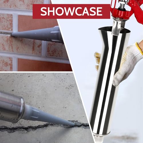 EXLECO Mortar Gun Stainless Steel Grout Gun for Mortar Press Mortar Syringe Joint Sprayer with 4 Nozzles 1 Replacement Rubber Piston 1 Spoon Concrete Hand Mortar Pump for Brick Tips and Tiles - Image 4