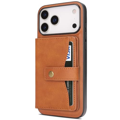 Leather Case for iPhone 17 Pro Max/17 Pro/17 Air/17, Flap Wallet Separate Cover, Magnetic Wireless Charging Thin Business Cases,Red,17 Air (17 Pro,Orange)