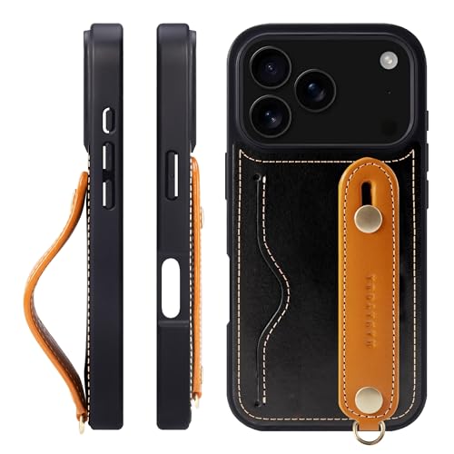 HANATORA for iPhone 17Pro �P�[�X �{�v �ϏՌ� �w�ʃx���g �X�g���b�v�����O �X�}�z�P�[�X �X�}�z �X�^���h�@�\ �l�b�N�X�g���b�v �t�� �C�^���A�����U�[ �M�t�g �u���b�N+�I�����W CGH-17Pro-Black-OG