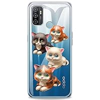 Mixroom - Cover Custodia Case In TPU Silicone Morbida Per OPPO A53 Fantasia Gattino Micio Su Specchio L149