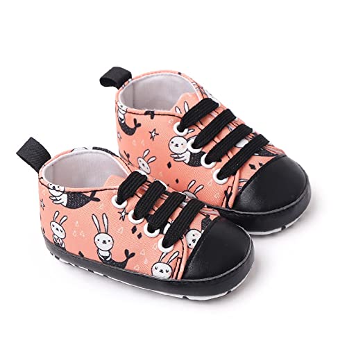 Infant Baby Girls Sneakers Spring and Autumn Cartoon Rabbit Print Soft Soled Toddler Shoes Size 1 Shoes for Baby Girl3