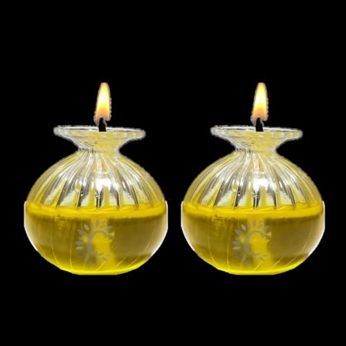 Image of Glass Fancy Udupi Nanda Table Diya | Akhand Glass Diya | Chambu Diya for Puja Room, Temple Home Office Festive Decor (Pack of 2)