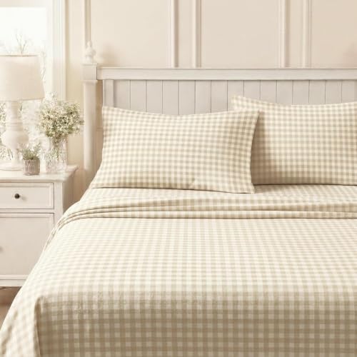 Image of Laura Ashley - King Cotton Flannel Sheet Set with Pillowcases