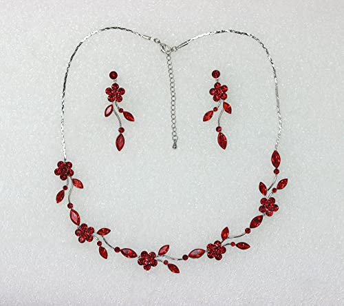 Image of Faship Gorgeous Rhinestone Crystal Floral Necklace Earrings Set