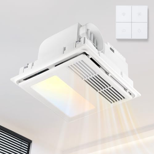 GROWNEER 4 in 1 Bathroom Exhaust Fan with Heater and Light, 110 CFM 1.5 Sones