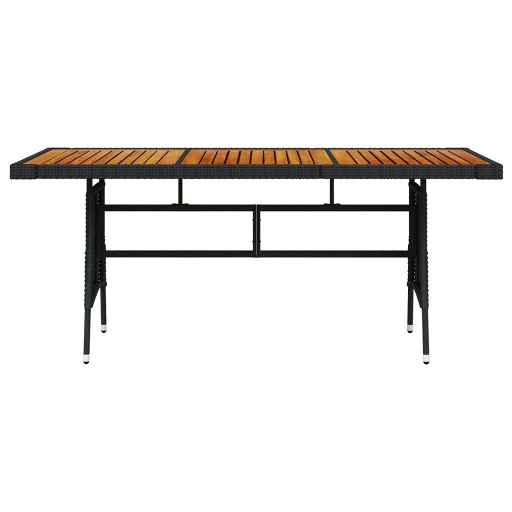 vidaXL Akazienholz Massiv Gartentisch Garten Esstisch Terrassentisch Gartenmöbel Tisch Außentisch Outdoor Schwarz 160x70x72cm Poly Rattan