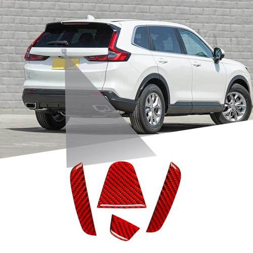 Image of Compatible with Rear Trunk Insert Cover Trim Carbon Fiber Rear Tailgate Emblem Badge Decoration Sticker for Honda CRV 2023 2024 (4Pcs Red)