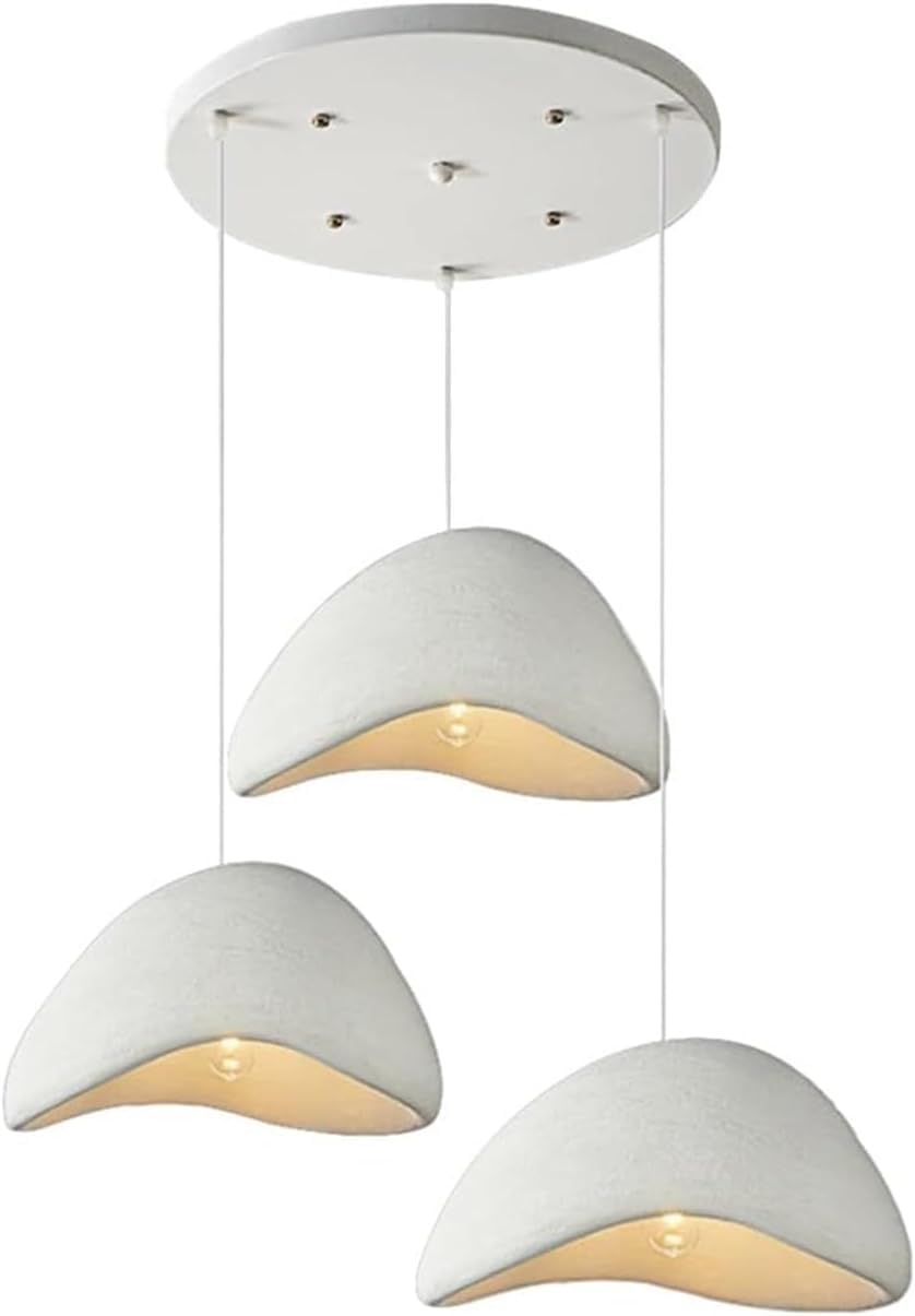 ITOSUI Modern 3-Light Pendant Lamp - Matte White Chandelier for Dining Room, Kitchen Island & Living Room - Japanese Wabi-sabi Style, E26 Base Ceiling Light Fixture B-B