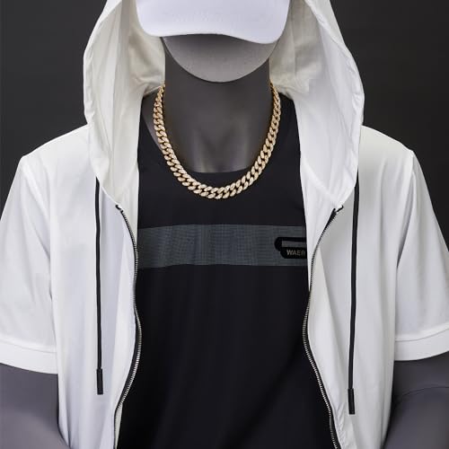 Collier gourmette chaîne cubaine dorée 13mm à strass le cadeau idéal à offrir