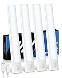 KALAHOL 4 Pack Under Cabinet Kitchen Lights, Motion Sensor Lights Indoor, Type-C, Charging Indicator, for Wardrobe, Under Counter, Cupboard, Stairs, Kitchen (Cold White)