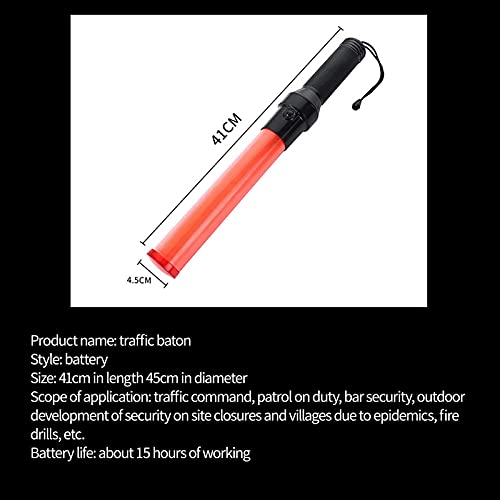 Candeon LED Signal Traffic Wand Flashlight, 41cm Red Glowsticks Lightstick Traffic Wand Safety Signal Wand - Image 4