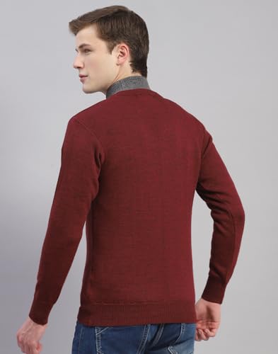 Image of Monte Carlo Shell Solid V Neck Pullover | Warm Woolen Pullover for Men | Soft Comfortable Knitted Winter Wear Sweater for Men's