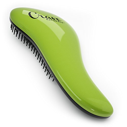 Crave Naturals Glide Thru Detangling Brush for Adults and Kids - use as comb or hair brush - (GREEN)