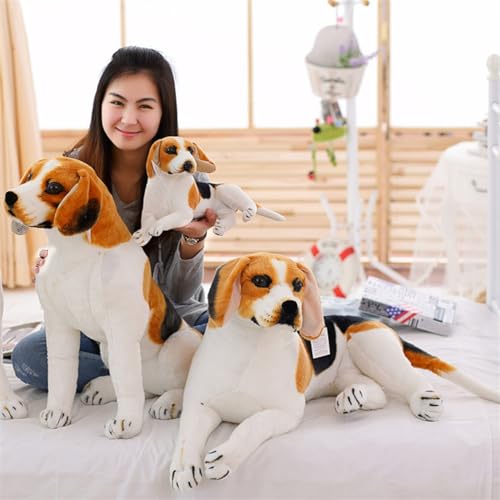 TOPLITHE Beagle Hund Kuscheltier, Realistisches Beagle Plüsch Welpenkissen Plüschtier for Kinder Erwachsene Weihnachts Geburtstagsgeschenk(Lying down,40CM/15IN)