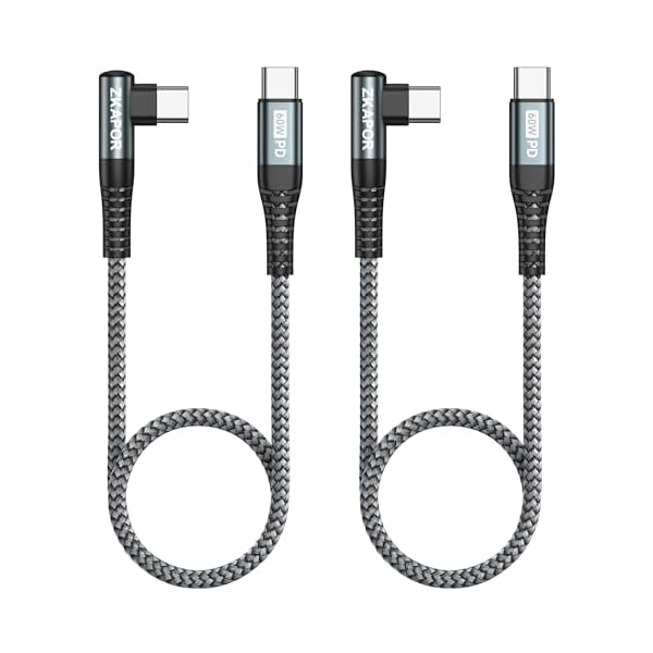 ZKAPOR 90 Grad Winkel 60W USB C auf USB C Kabel 2Stück