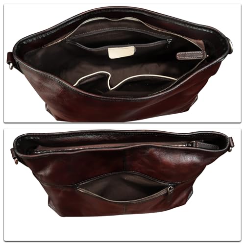 Image of Genuine Leather Hobo Bag for Women Tote Bag Vintage Handmade Shoulder Bag Crossbody Satchel Purses Pouch