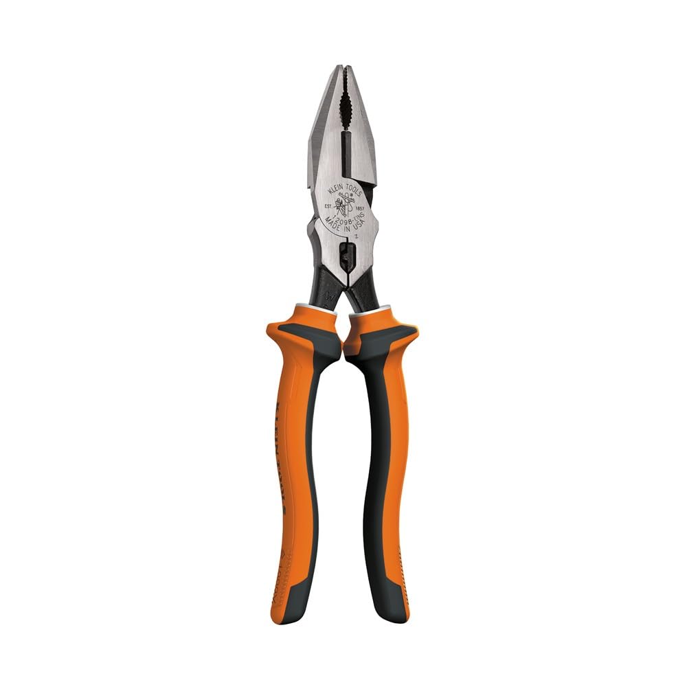 Klein Tools 12098EINS Insulated Combination Pliers with VDE Certified 3-Part Insulation, Crimping Die and Toothed Pipe-Grip