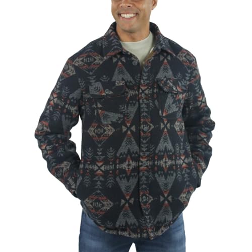 Image of Jachs Men's Wool Blend Sherpa Lined Flannel Shirt Jacket