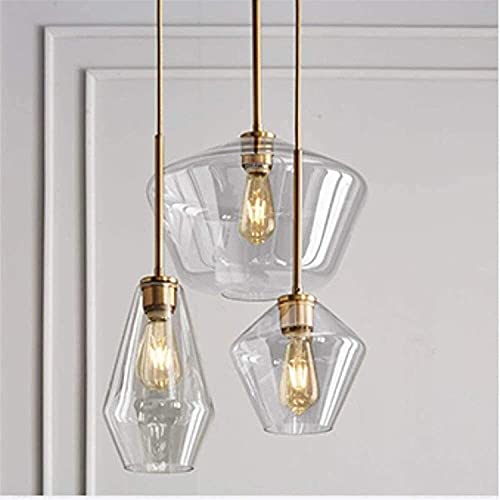 Lanterne suspendue verre soufflé e27 lustre géométrique métal brossé