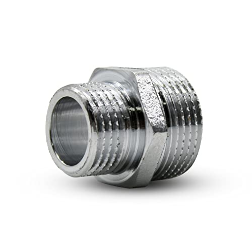 DOJA Barcelona | Reduzierstück Messing Verchromt Mit 2 x AG + Teflon | 1/2 x 3/8 | Pack 4 | Reduziernippel für Luft, Wasser, Gas, Kraftstoff, Öl : Verschraubung für den guten Rohrumlauf