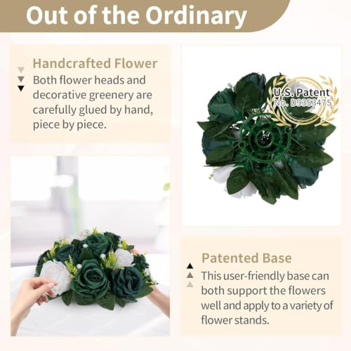 Image of NUPTIO Green Flower Ball Centerpieces: Artificial Rose for Table, 9.4 Inch