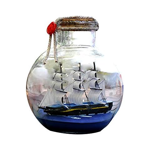Keebgyy Sailing Boat in Drift Bottle Mediterranean Glass Pirate Ship Wishing Bottle Nautical Home Decorations Gifts Crafts Cover