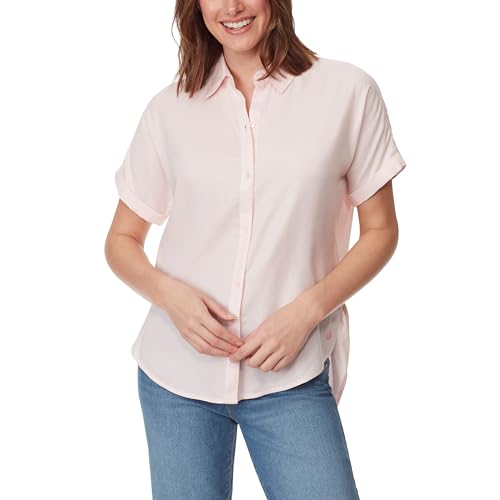 Image of Gloria Vanderbilt Women's Daisy Short Sleeve High-Low Button Down Shirt Standard