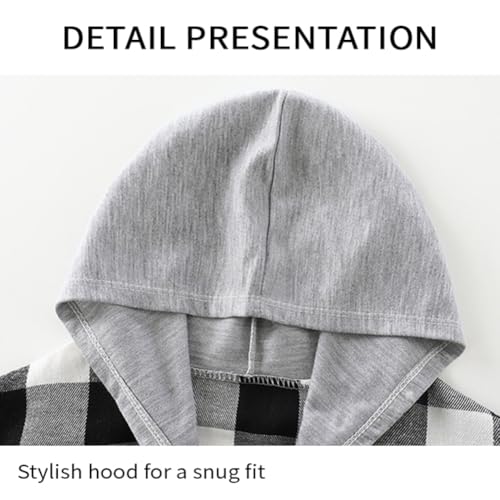 Toddler Kids Boys Girls Flannel Hooded Plaid Shirt Buffalo Plaid Shirts Button Down Jacket Top Outfit Fall Winter Clothes2