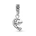 Engrave Mother Daughter Puzzle 2 Piece Split Heart Sisters Bead Charm For Mom .925 Sterling Silver Fit European Bracelet
